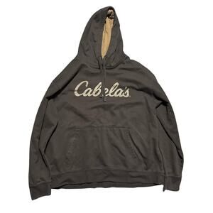 XL Cabela’s Hoodie – Dark Brown Heavyweight Fleece-Lined Embroidered Logo